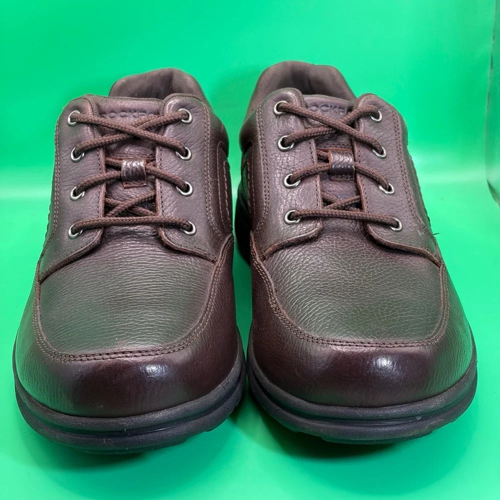 Rockport Oxford Shoes Mens 12 Brown Leather Derby Slip Resistant Memory Foam NEW